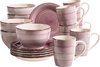 Bel Tempo II ontbijtservies voor 6 personen in vintage look van keramiek handbeschilderd 18-delig kleur lila bessen, aardewerk