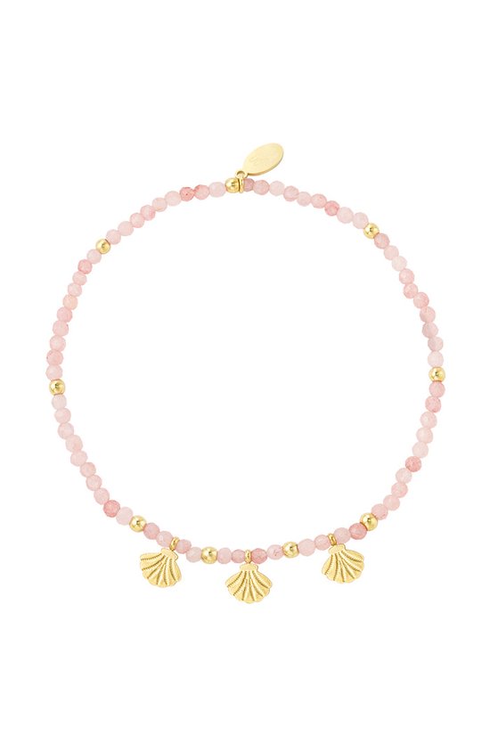 Bracelets de perles breloques coquillages - rose doré - acier inoxydable