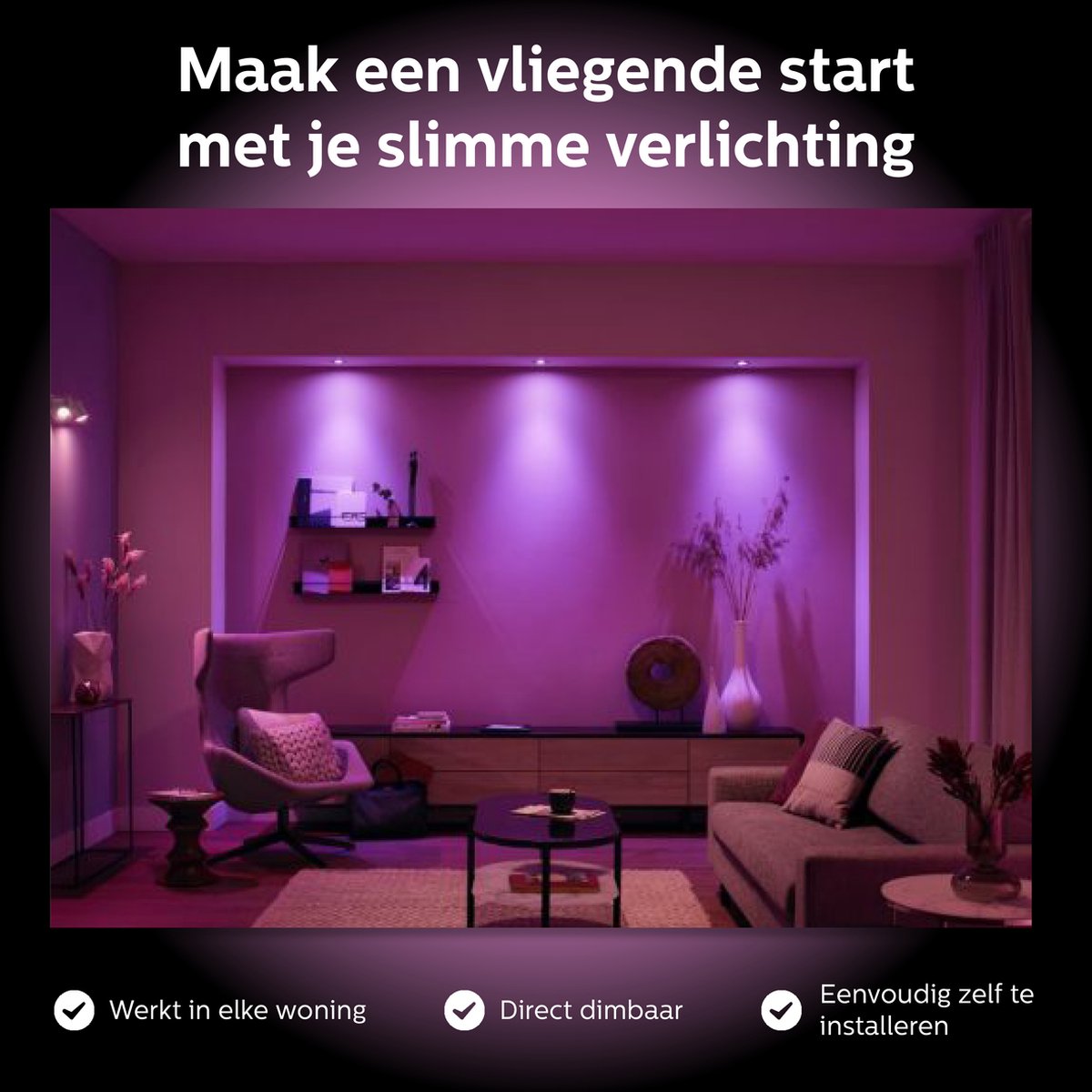 Philips Hue GU10 Starterspakket - 4 Lampen met Bridge thumbnail 2