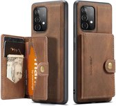 Coque CaseMe JH-01 adaptée au Samsung Galaxy A34 | Couverture arrière avec porte-carte magnétique | Housse de protection Porte-carte Dos | 4 cartes et factures | Marron