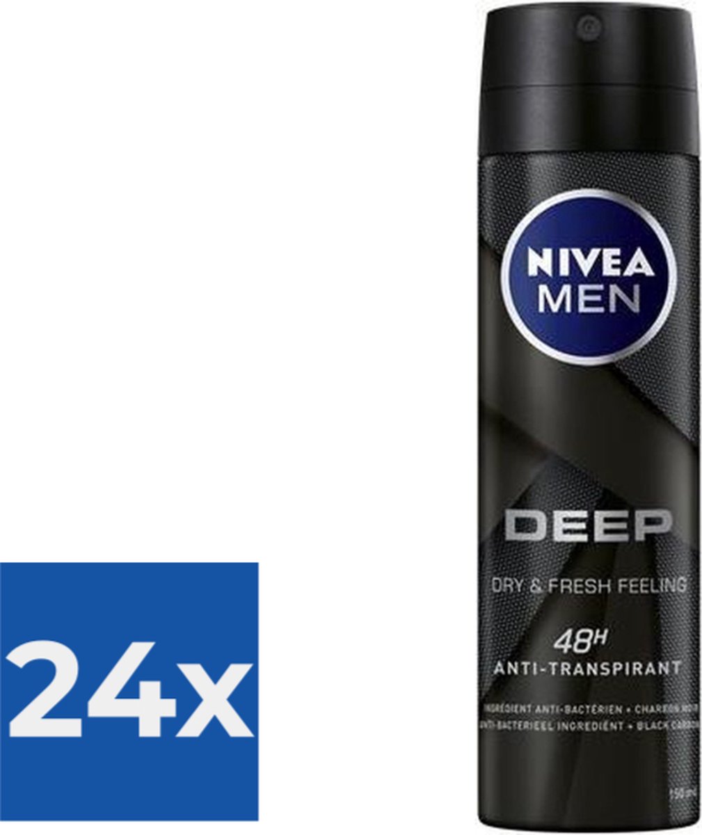 Goedkoopste NIVEA MEN Deep Deodorant spray - 150 ml - Voordeelverpakking 24 stuks