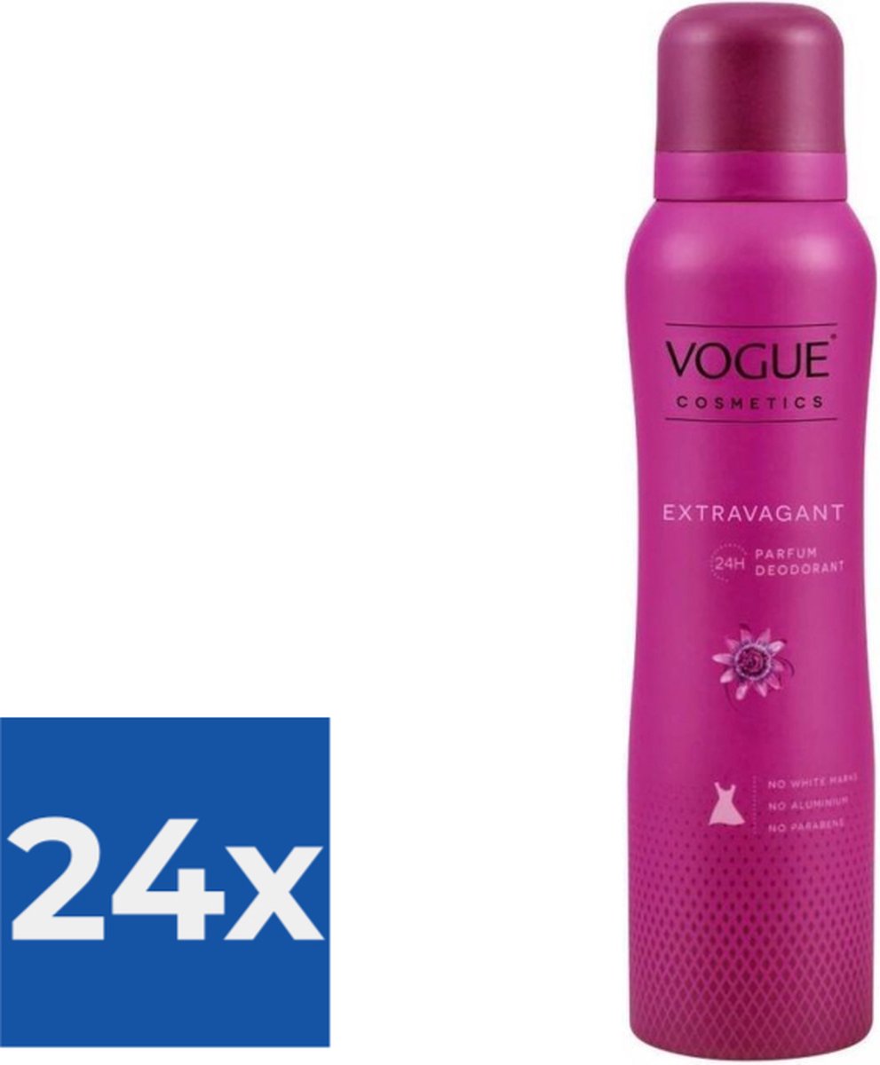 Goedkoopste Vogue Extravagant Parfum Deodorant 150 ml - Voordeelverpakking 24 stuks