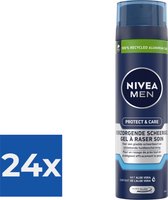 NIVEA MEN Protect & Care Scheergel - Hydraterend - 200 ml - Voordeelverpakking 24 stuks