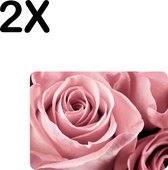 BWK Stevige Placemat - Close Up Roze Roos - Set van 2 Placemats - 35x25 cm - 1 mm dik Polystyreen - Afneembaar