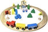 Femur Houten Treinbaan – 26-delige Treinset – Met Rails en Wagons – Duurzaam – Houten Speelgoed