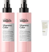2 Stuks - L’Oréal Professionnel - Vitamino Color 10-In-1 Spray – Serie Expert – 190 ml + WILLEKEURIG Travel Size