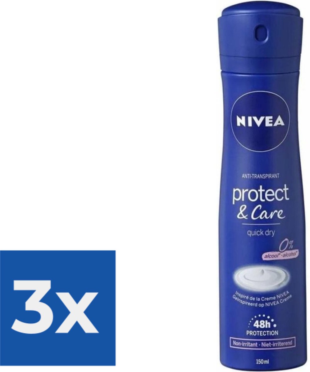 Goedkoopste Nivea Deodorant Spray Protect & Care 150 ml - Voordeelverpakking 3 stuks