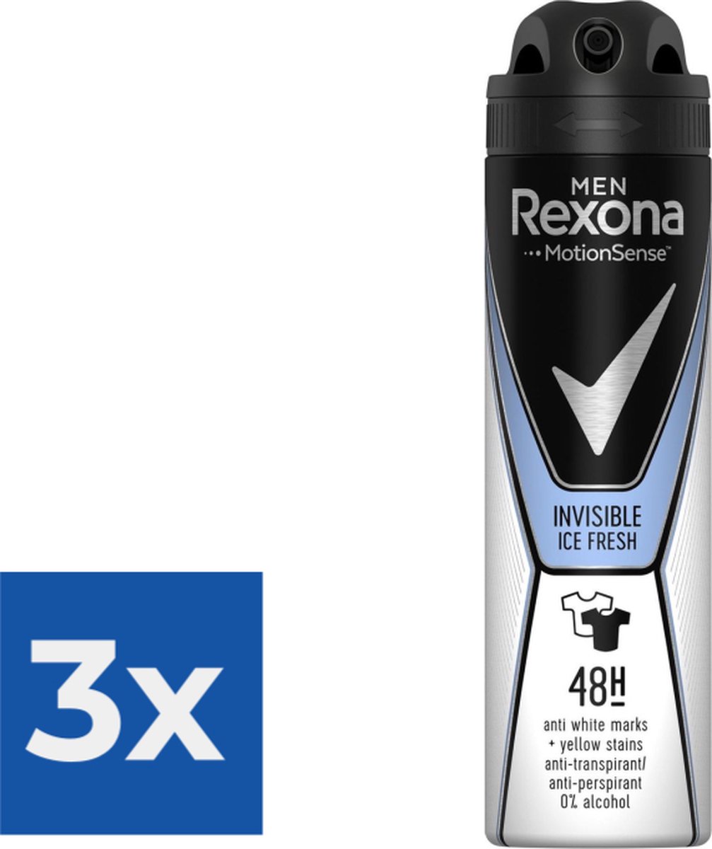 Goedkoopste Rexona Men Invisible Ice - Deodorant - 150 ml - Voordeelverpakking 3 stuks