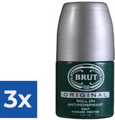 Brut Deo Roll-on - Original - GLAS - 50ml - Voordeelverpakking 3 stuks