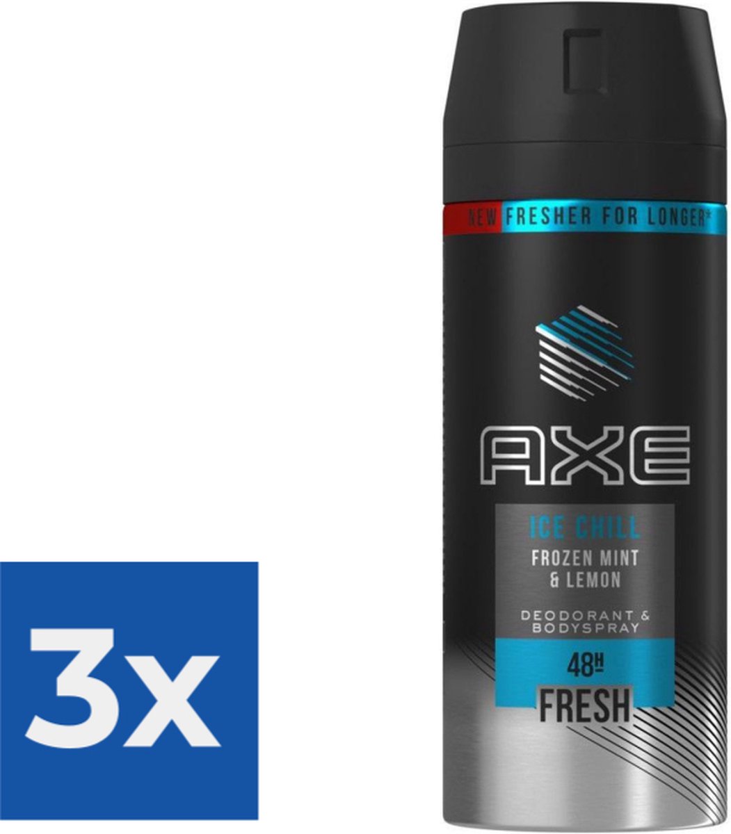 Goedkoopste Axe Deospray - Ice Chill 150 ml - Voordeelverpakking 3 stuks