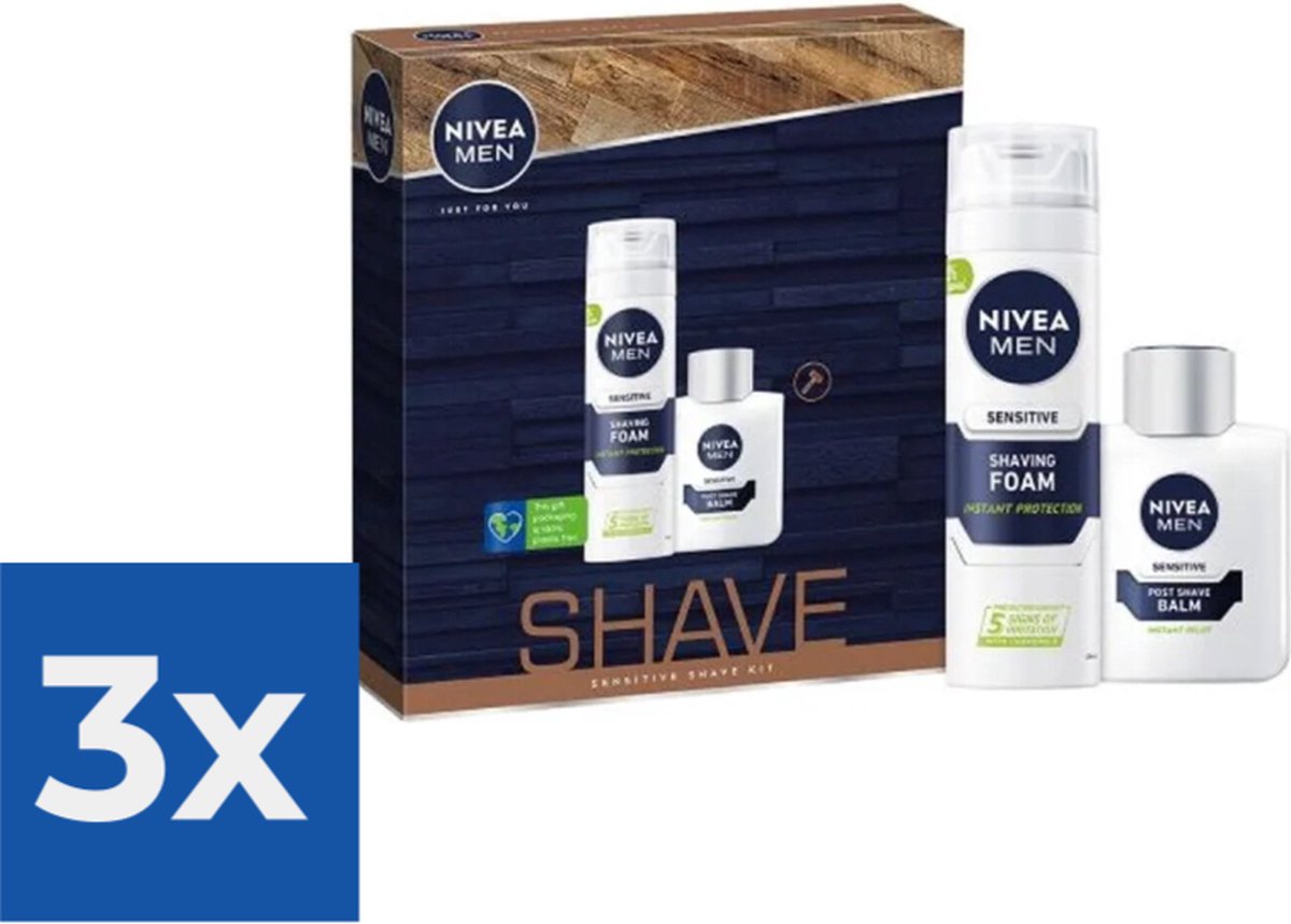 Goedkoopste Nivea Men Shave Duo Sensitive Shaving Foam 200 ml Post Shave Balm 100 ml 1 set - Voordeelverpakking 3 stuks