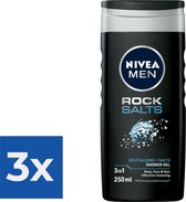 NIVEA Men Rock Salts Douchegel - 250 ml - Voordeelverpakking 3 stuks