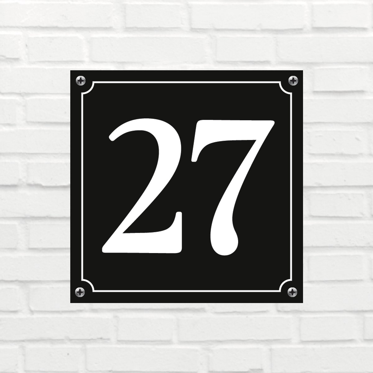 Huisnummerbord Mat zwart Deluxe - Nummer 27 - incl. bevestiging
