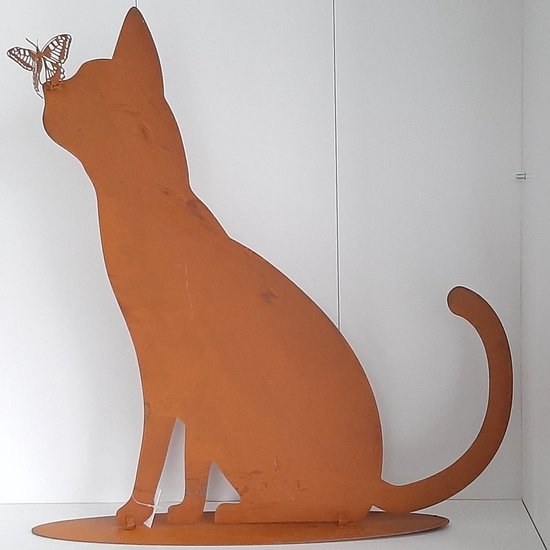 Chat en métal industriel-rouille-patiné 49 cm de haut