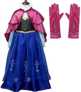 Prinsessenjurk meisje + Handschoenen - Anna jurk - Carnavalskleding meisje - Verkleedjurk - Prinsessen speelgoed - Het Betere Merk - maat 110/116 (120)- Roze cape