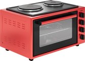 Wiggo WMO-E4562H(R) - Vrijstaande oven met kookplaat 2000 W - 45 liter - 5 jaar Garantie - Rood
