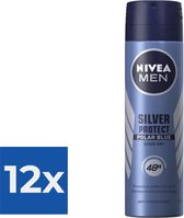 Nivea Men Deodorant Spray Silver Protect Polar Blue 150 ml - Voordeelverpakking 12 stuks