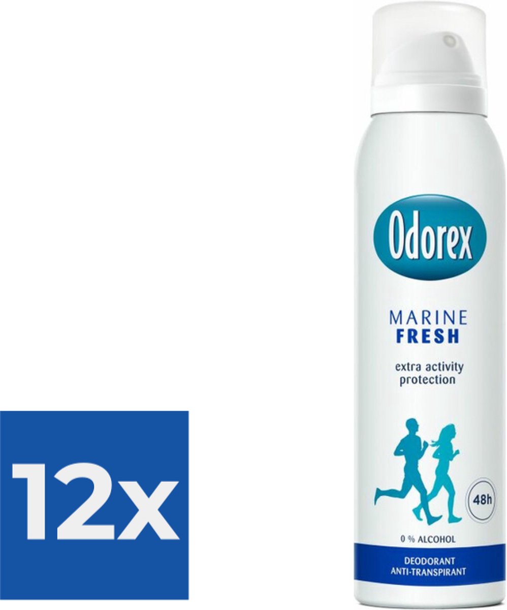 Goedkoopste Odorex Deospray - Marine Fris 150 ml - Voordeelverpakking 12 stuks