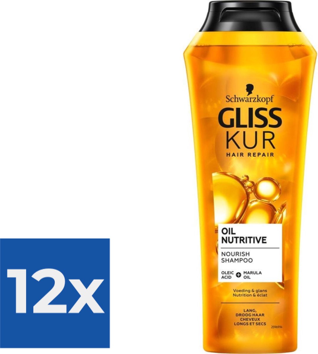 Gliss Kur Shampoo Oil Nutritive 250 ml - Voordeelverpakking 12 stuks