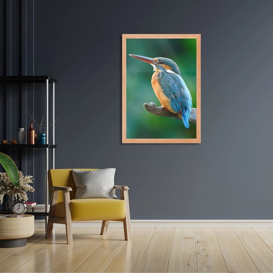 Poster De Ijsvogel Rechthoek Verticaal Met Lijst L (40 X 50 CM) - Hout - Houten Lijst - Bruine Lijst - Wanddecoratie - Posters