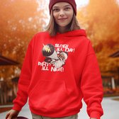 Lekker Waus Foute Kerst Hoodie Rood - Sleigh All Day Party All Night - Maat 4XL - Kerst Outfit Dames & Heren