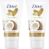 Dove Hand Cream Coconut 2 x 75 ml - Pour peaux sèches - Crème pour les mains pour peaux sèches - Pack économique