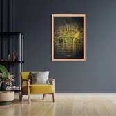 Poster Los Angeles Plattegrond Zwart Geel Rechthoek Verticaal Met Lijst M (30 X 40 CM) - Hout - Houten Lijst - Bruine Lijst - Wanddecoratie - Posters