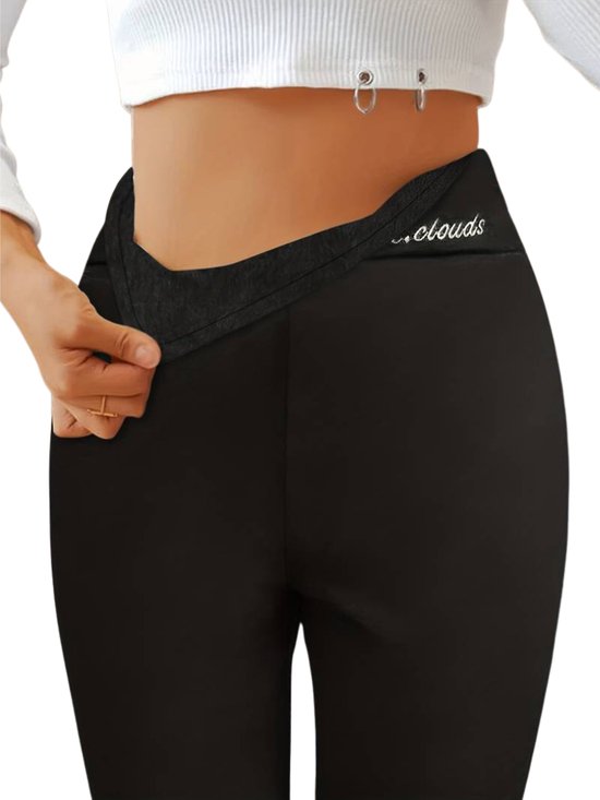Livano Warme Panty - Fleece Panty - Winter Panty - Thermo Panty - Legging - Stretch - Dames Kleding - Zwart - Maat L