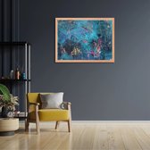 Poster Het blauwe schilderwerk Rechthoek Horizontaal Met Lijst XL (70 X 50 CM) - Hout - Houten Lijst - Bruine Lijst - Wanddecoratie - Posters