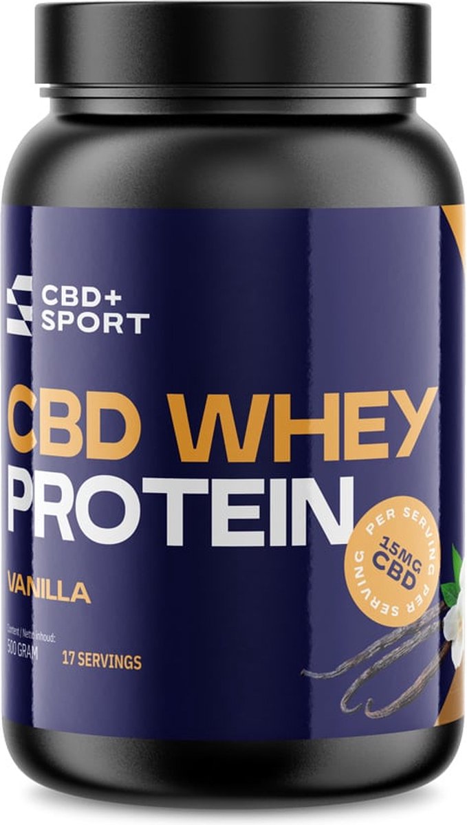 CBD+SPORT Whey Proteïne met CBD - Wei eiwitten - 500 gram - Vanille