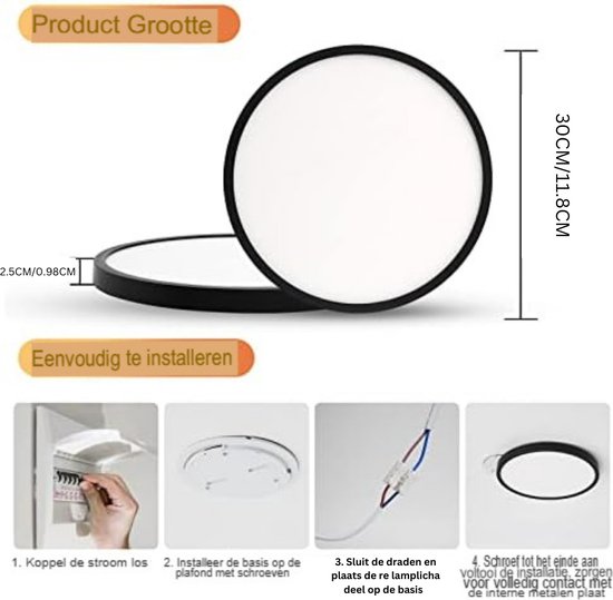 NETTLIFE LED-plafondlamp 23 cm wit, 18 W, 6500 K