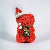 AliRose - Kerstmis Beer Rode Rozen - Red - Kerstmuts - Bear - Cadeau - Red Roses - Santa Hat - 25cm