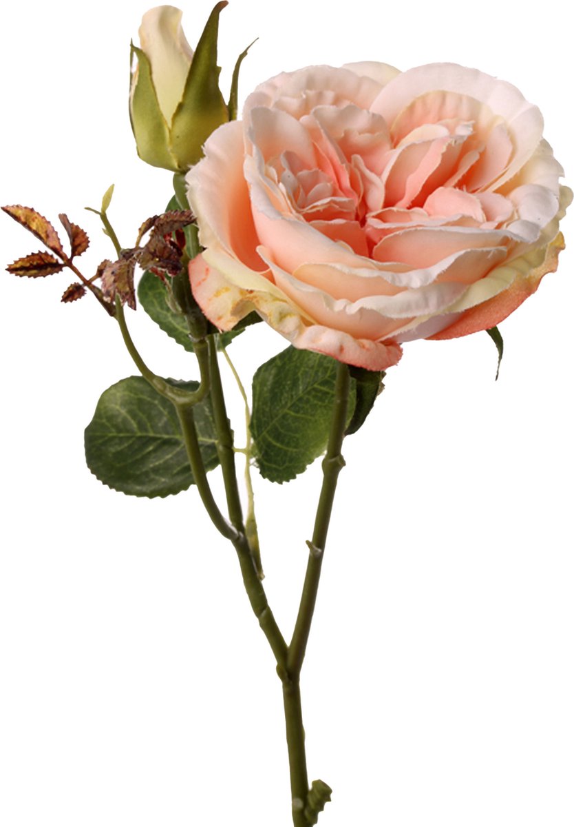 Top Art Kunstbloem roos Little Joy - roze - 38 cm - kunststof steel - decoratie bloemen