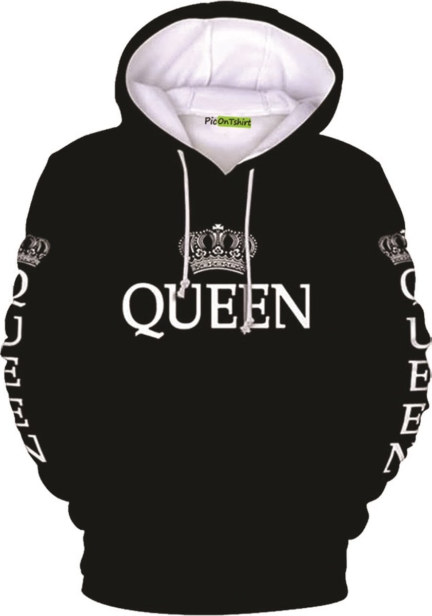 100% Katoenen Zwaargewicht Queen Capuchon Hoodies voor Dames Queen Hoodie for women van PicOnTshirt King en Queen bijpassende hoodies voor koppels M