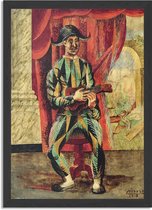 Poster Picasso Harlekijn met een gitaar 1918 Rechthoek Verticaal Met Lijst XL (50 X 70 CM) - Zwarte Lijst - Wanddecoratie - Posters