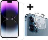 Screenz® - Screenprotector + Camera lens protector geschikt voor iPhone 14 Pro Max - Tempered glass Screen protector geschikt voor iPhone 14 Pro Max- Beschermglas - Glasplaatje - 1+1 stuks