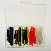 40x Shad 7,5cm - 3 inch assortiment D in diverse kleuren uit Amerika in een tackle box