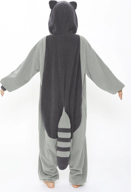 KIMU Onesie Costume Grijs Laveur Costume Raton Laveur - Taille XL - XXL - Costume Raton Laveur Combinaison Costume Maison