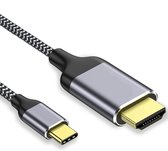 Câble USB C vers HDMI | USB 3.1 - SuperSpeed+ | 3840x2160 (60Hz) | 4K | Gaine en nylon tressé | Pour Samsung, Huawei, OnePlus, Oppo, Sony, Macbook Pro, Chromebook | Gris | 3 mètres | Allteq