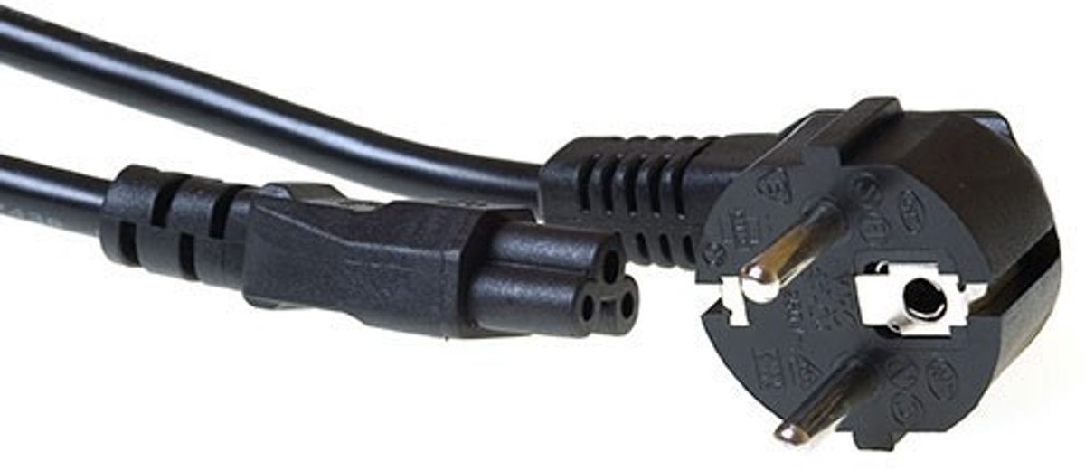 ACT Netsnoer CEE 7/7 male (haaks) - C5 zwart 2 m AK5144