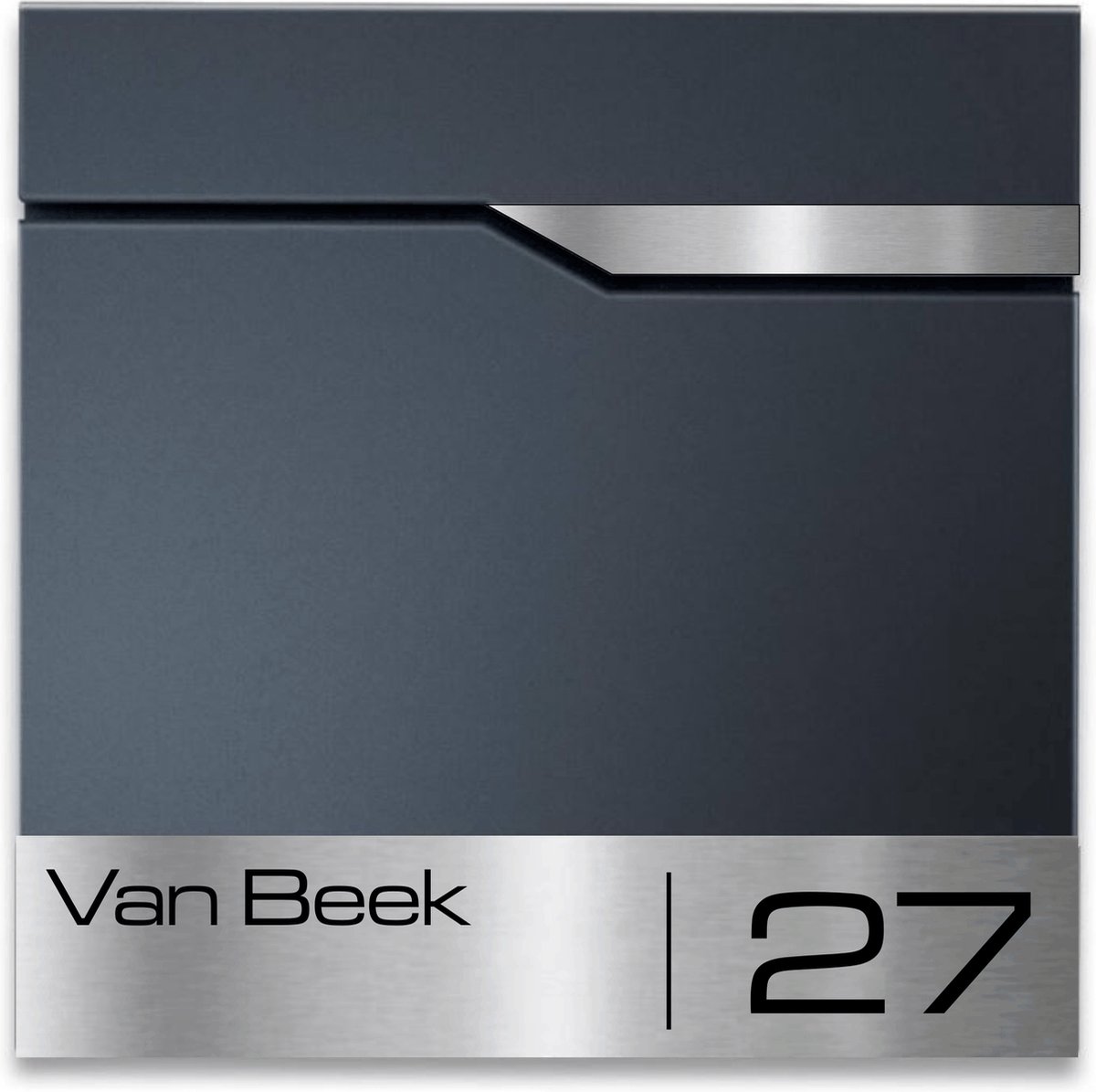 BR1 Brievenbus antraciet met naam en huisnummer 37x37x8.5cm