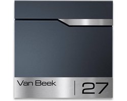 BR1 Brievenbus antraciet met naam en huisnummer 37x37x8.5cm