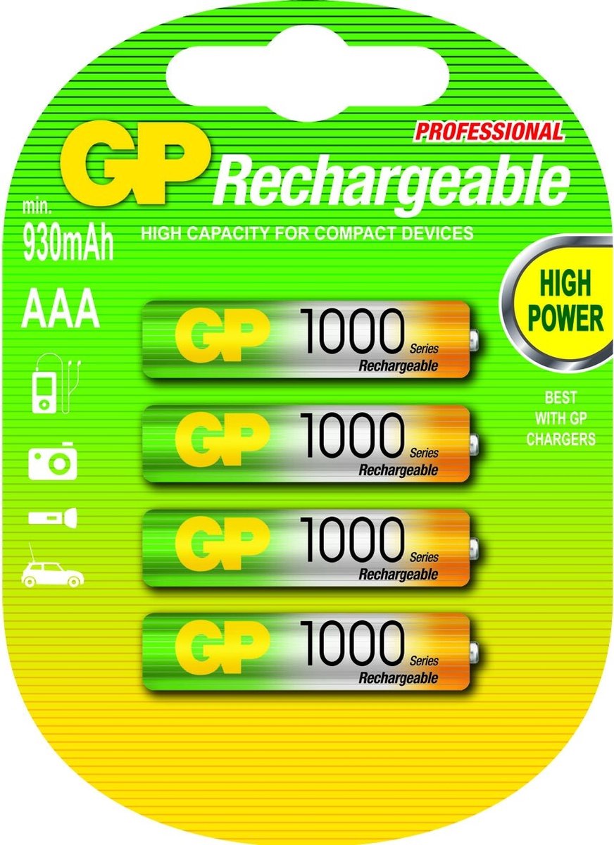 GP ReCyko Rechargeable AAA batterijen (950mAh) - 4 stuks