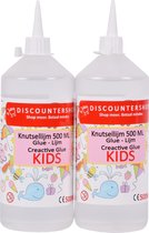 Knutsellijm Set voor Kinderen 2x 500 ml - Transparante, Niet-giftige Lijm voor Peuters - Veilig en Ideaal voor Schoolprojecten en Hobby's