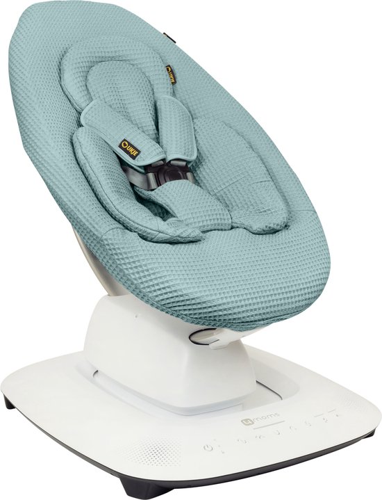 Ukje Verkleinkussen geschikt voor 4Moms Mamaroo 5 Rockaroo Wipstoel - Newborn Insert - Dubbelzijdig - Makkelijk Wasbaar - Perfecte Pasvorm - Zacht Katoen - Jade Wafelstof van Ukje — afbeelding 3