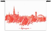 Velours Wandkleed Skyline Nijmgen Watercolor Paint Rechthoek Horizontaal XXL (130 X 180 CM) - Wandkleden - Met roedes