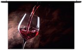 Mezo Wandkleed Glas Rode wijn 02 Rechthoek Horizontaal XL (105 X 150 CM) - Wandkleden - Met roedes