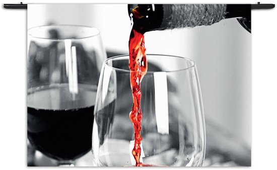 Velours Wandkleed Red Red Wine 02 Rechthoek Horizontaal S (40 X 60 CM) - Wandkleden - Met roedes
