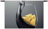 Velours Wandkleed Sailing Wine 01 Rechthoek Horizontaal L (85 X 120 CM) - Wandkleden - Met roedes