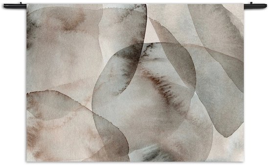 Velours Wandkleed Abstract Rustige Tinten met Accent 02 Rechthoek Horizontaal M (65 X 90 CM) - Wandkleden - Met roedes